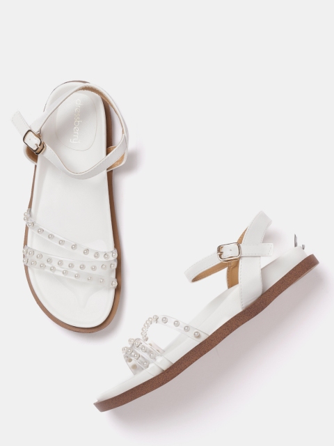 

DressBerry Women White Embellished Open Toe Flats