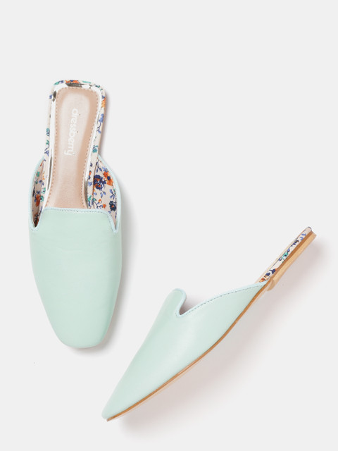 

DressBerry Women Green Solid Mules