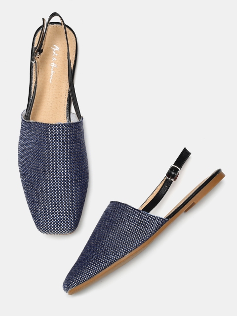

Mast & Harbour Women Navy Blue Solid Mules