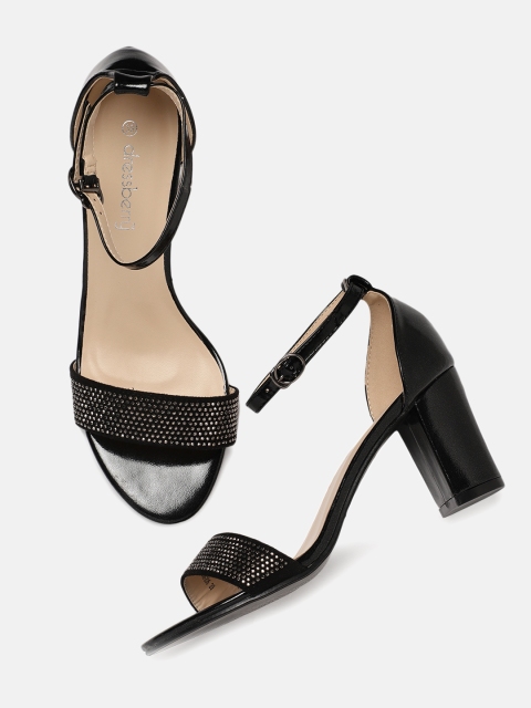 

DressBerry Women Black Embellished Heeled Sandals