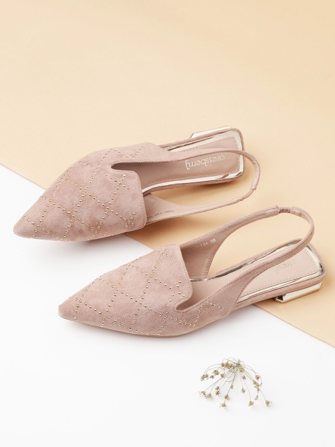 

DressBerry Women Beige Studded Flats