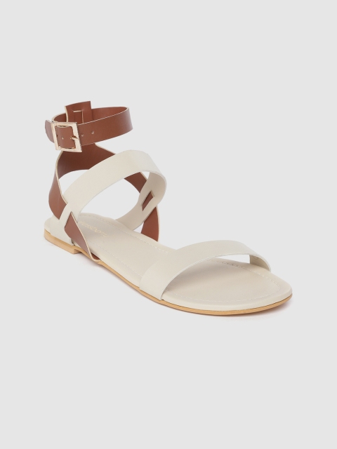 

DressBerry Women Cream-Coloured & Brown Colourblocked Open Toe Flats