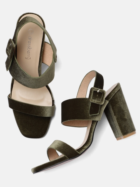 

DressBerry Women Green Solid Sandals