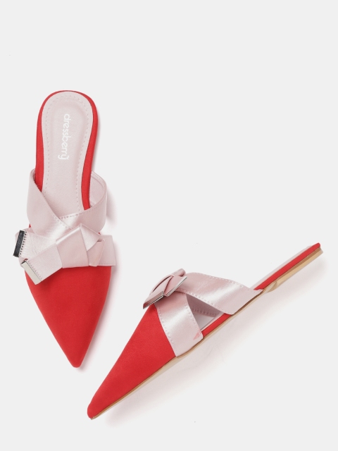 

DressBerry Women Red & Pink Solid Mules