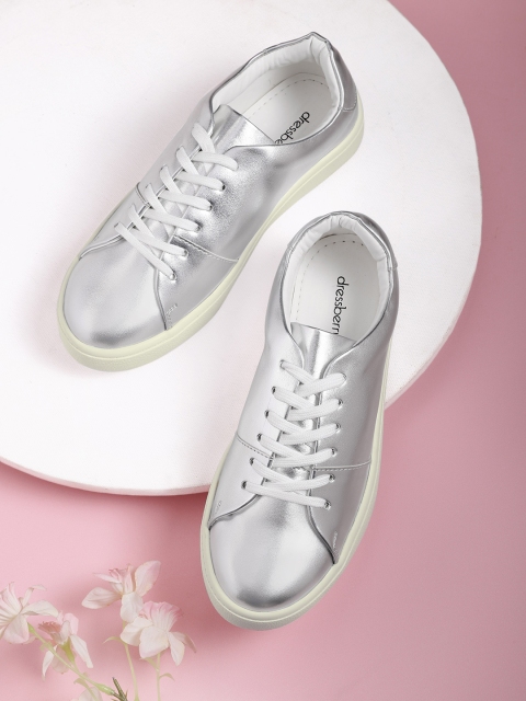 

DressBerry Women Silver-Toned Solid Sneakers