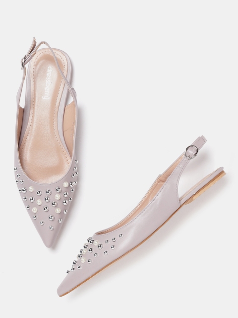 

DressBerry Women Mauve Embellished Ballerinas