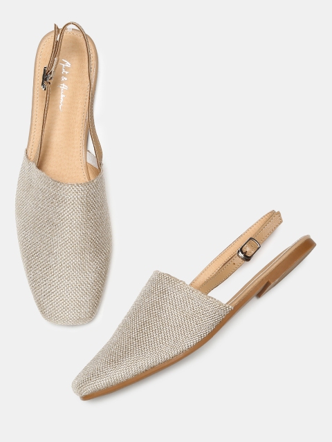 

Mast & Harbour Women Beige Solid Mules