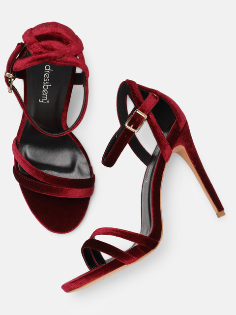 

DressBerry Women Burgundy Solid Heels