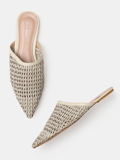 

Mast & Harbour Women Taupe Woven Design Mules