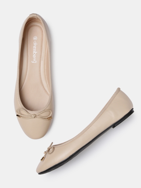 

DressBerry Women Beige Solid Ballerinas