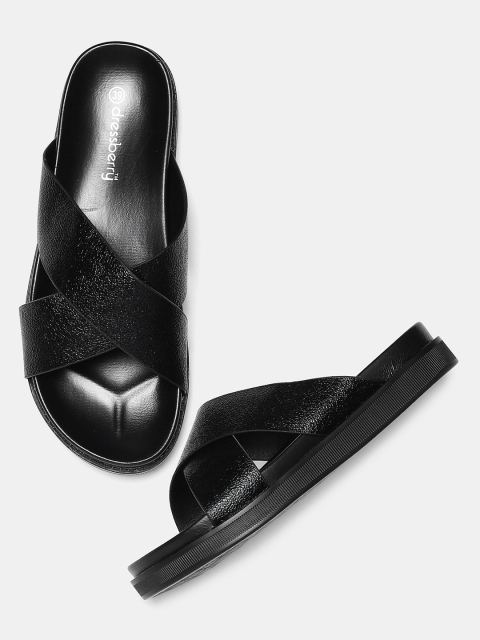 

DressBerry Women Black Solid Open Toe Flats