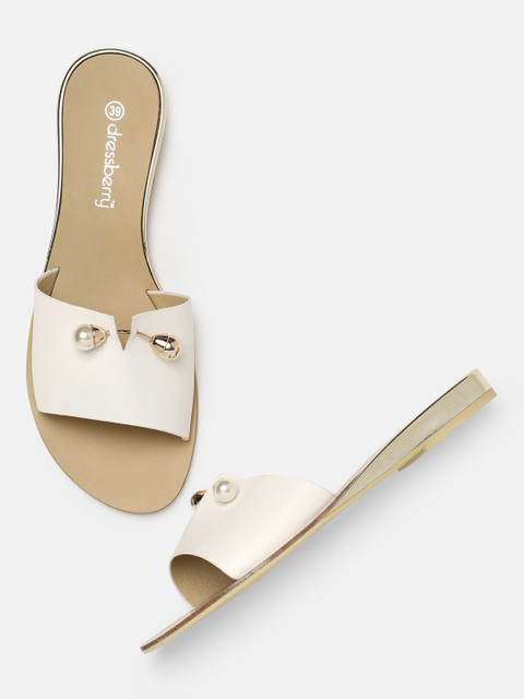 

DressBerry Women White Solid Open Toe Flats