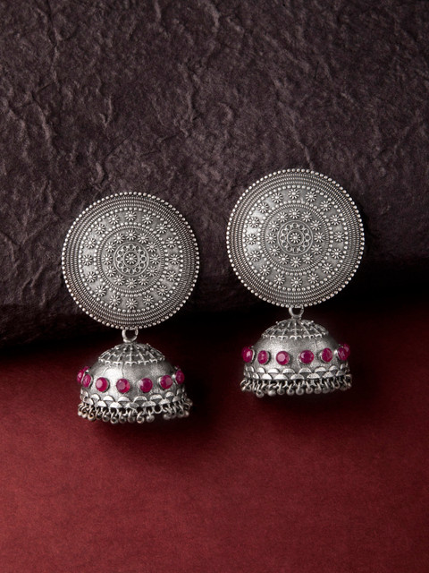 

Rubans Silver-Toned Handcrafted Classic Jhumkas
