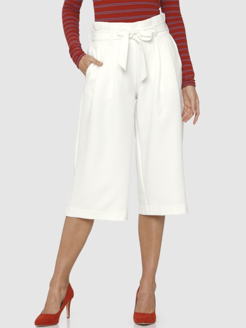 

Vero Moda Women White Straight Fit Solid Culottes