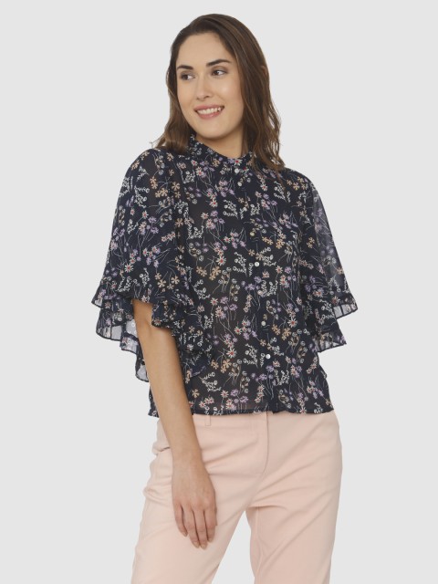 

Vero Moda Women Navy Blue Printed Top