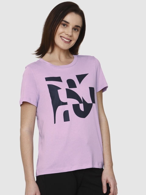 

Vero Moda Women Lavender Printed Round Neck T-shirt