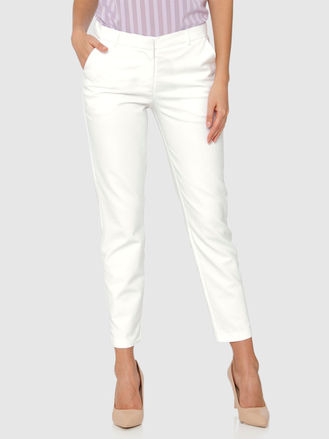 

Vero Moda Women White Skinny Fit Solid Formal Trousers
