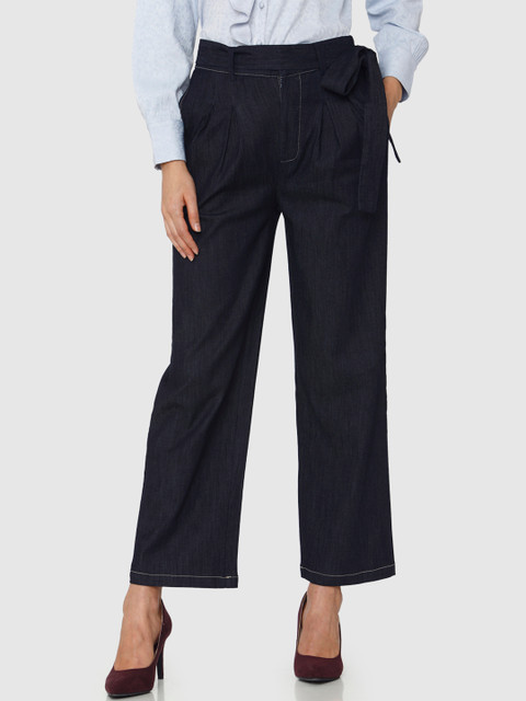 

Vero Moda Women Navy Blue Flared Solid Trousers