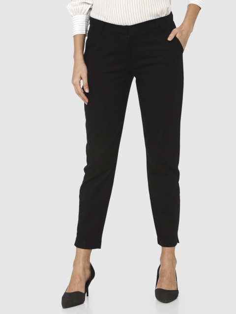 

Vero Moda Women Black Skinny Fit Solid Cropped Formal Trousers