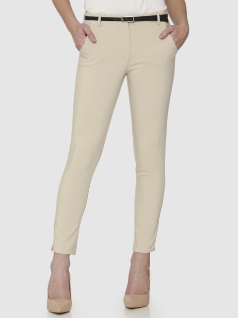 

Vero Moda Women Beige Straight Fit Solid Regular Trousers