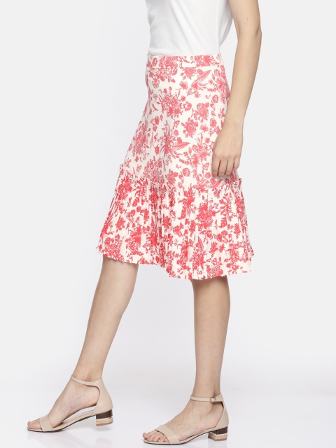 

Vero Moda White & Red Printed Midi Skirt