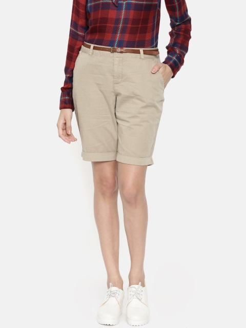 

Vero Moda Women Khaki Solid Regular Fit Shorts