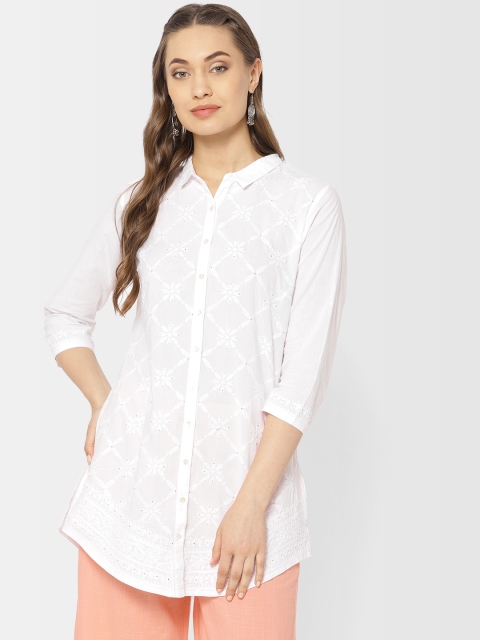 

Fabindia White Chikankari Embroidered Tunic