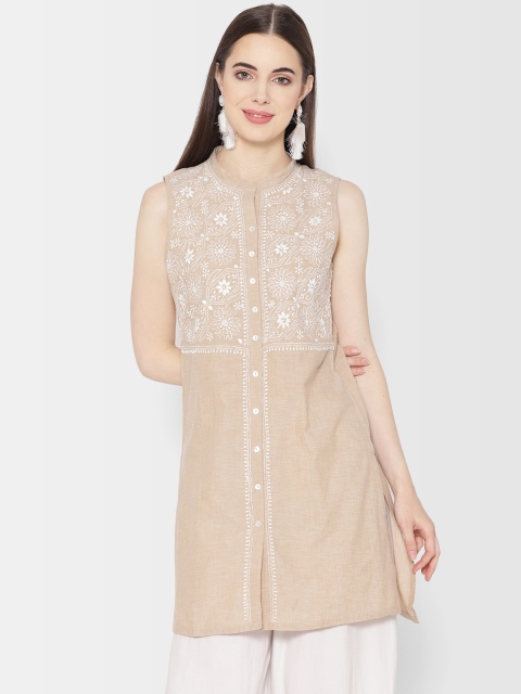 

Fabindia Beige Chikankari Embroidered Tunic