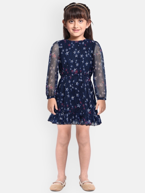 

Tommy Hilfiger Navy Blue Flowing Stars A-Line Dress