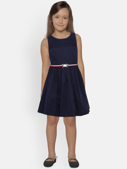 

Tommy Hilfiger Girls Navy Blue Solid Fit and Flare Dress