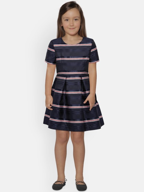 

Tommy Hilfiger Girls Navy Blue Striped Fit and Flare Dress