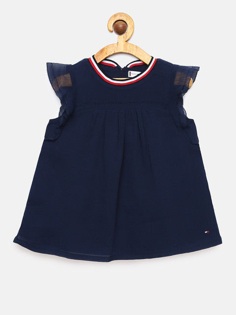 

Tommy Hilfiger Girls Navy Blue Solid A-Line Dress