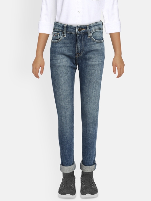 

Tommy Hilfiger Boys Blue Solid Slim Fit Heavy Fade Stretchable Jeans
