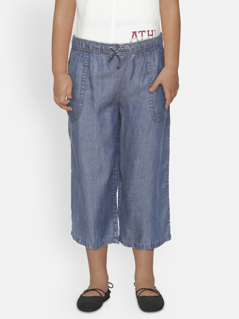 

Tommy Hilfiger Girls Blue Chambray Flared Solid Culottes