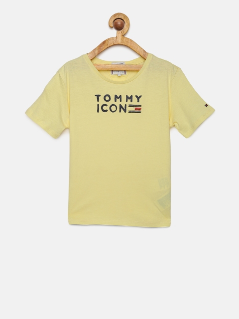 

Tommy Hilfiger Girls Yellow Printed Round Neck T-shirt