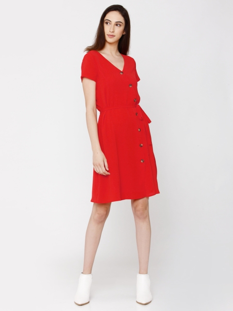 

Vero Moda Women Red Solid Fit & Flare Dress