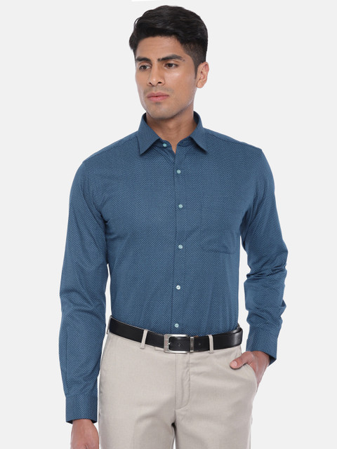 

Raymond Men Teal Blue Slim Fit Printed Formal Shirt