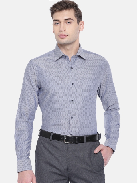 

Raymond Men Blue Slim Fit Self Design Formal Shirt