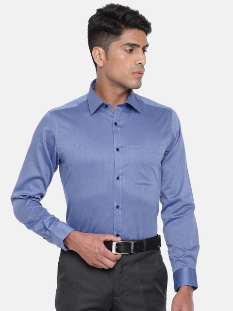 

Raymond Men Blue Slim Fit Self Design Formal Shirt