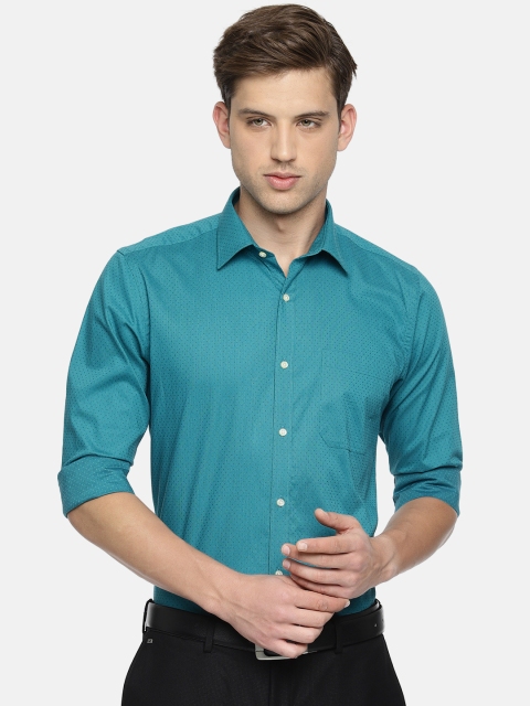 

Raymond Men Teal Blue Contemporary Regular Fit Self Design Formal Shirt