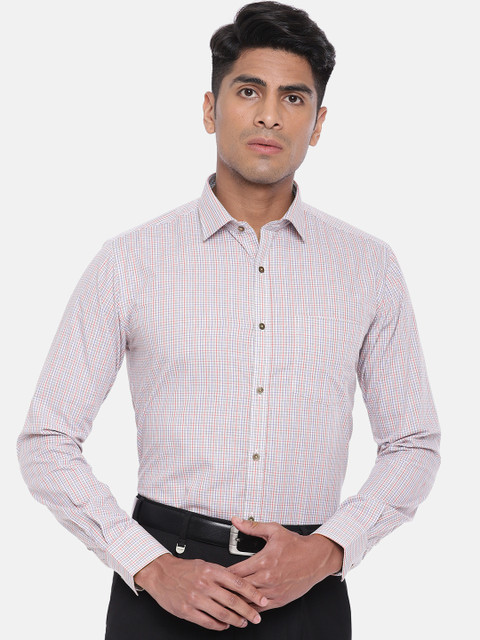 

Park Avenue Men Grey & Red Slim Fit Checked Formal Shirt