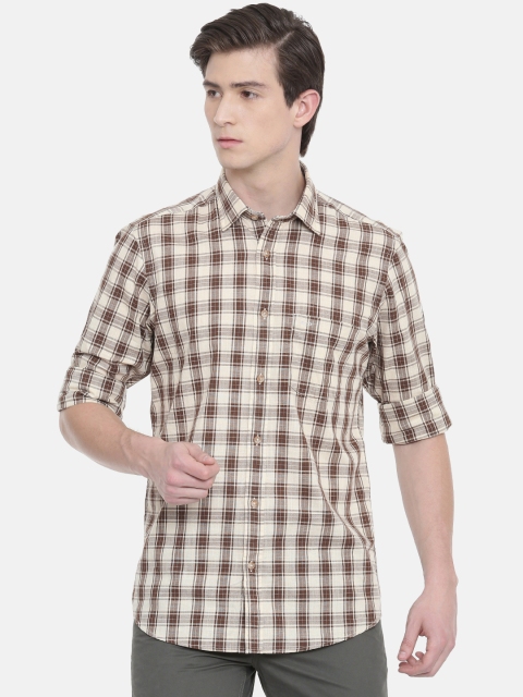 

ColorPlus Men Brown & Beige Tailored Fit Checked Casual Shirt