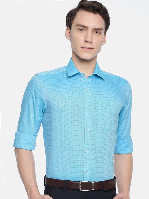 

Raymond Men Blue Contemporary Regular Fit Checked Formal Shirt