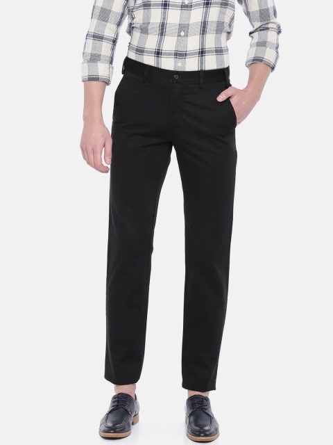

Park Avenue Men Black Slim Fit Solid Cropped Regular Trousers