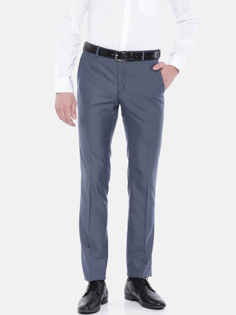 

Raymond Men Blue Slim Fit Solid Formal Trousers