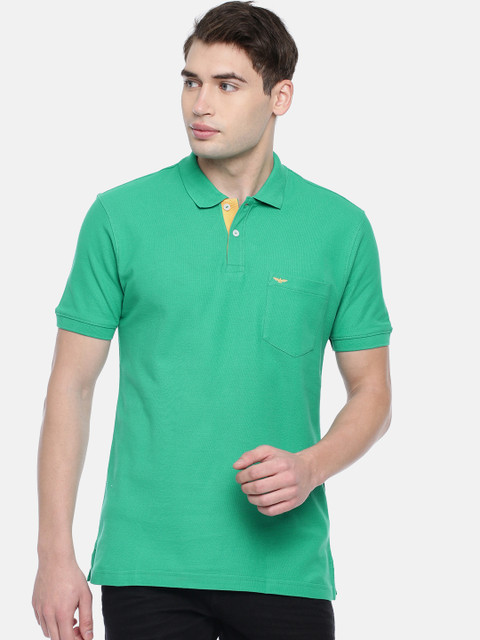

Park Avenue Men Green Slim Fit Solid Polo Collar T-shirt