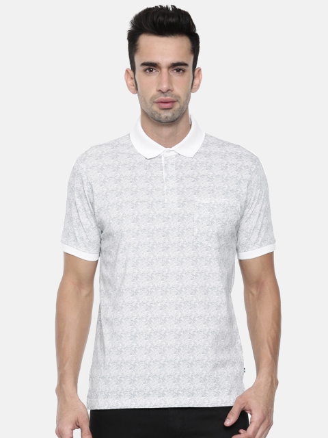 

Park Avenue Men White & Grey Printed Polo Collar T-shirt