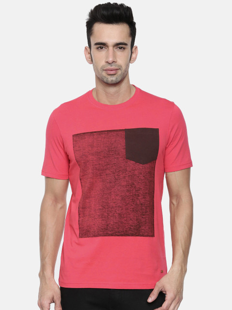 

Park Avenue Men Pink Printed Round Neck T-shirt