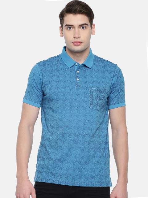 

Park Avenue Men Blue Printed Polo Collar T-shirt