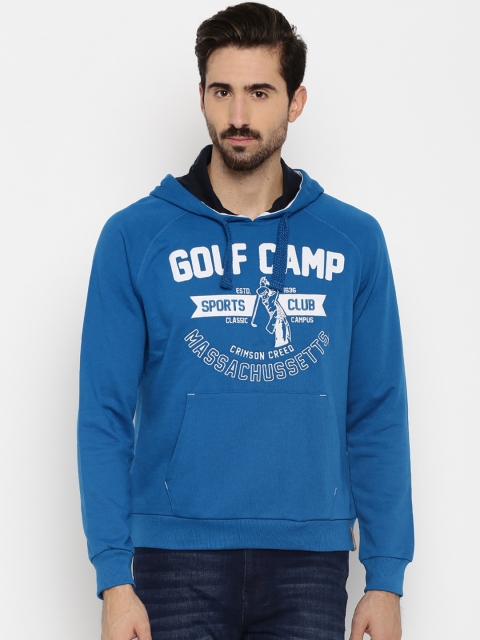 

HARVARD Blue Hooded Printed Sweatshirt